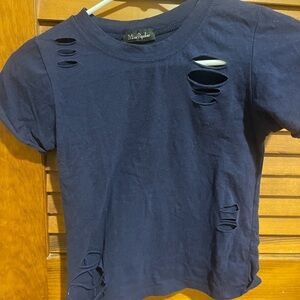Miss Popular‎ brand navy distressed tee